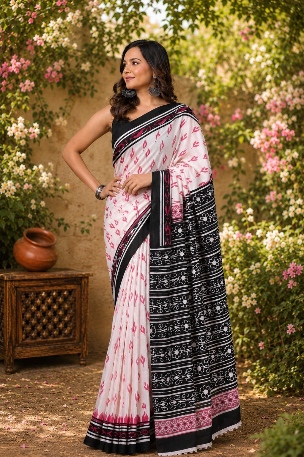 Off-White Bangaru Mulmul Cotton Saree